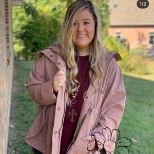 Dusty rose oversized cargo jacket
